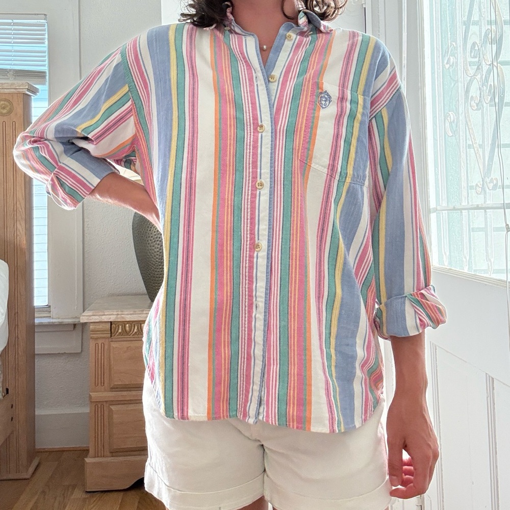 Vintage Cordova pastel striped button down